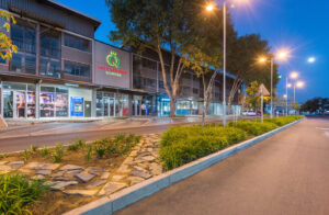 Entrance at night of Queenswood Quarter in Pretoria